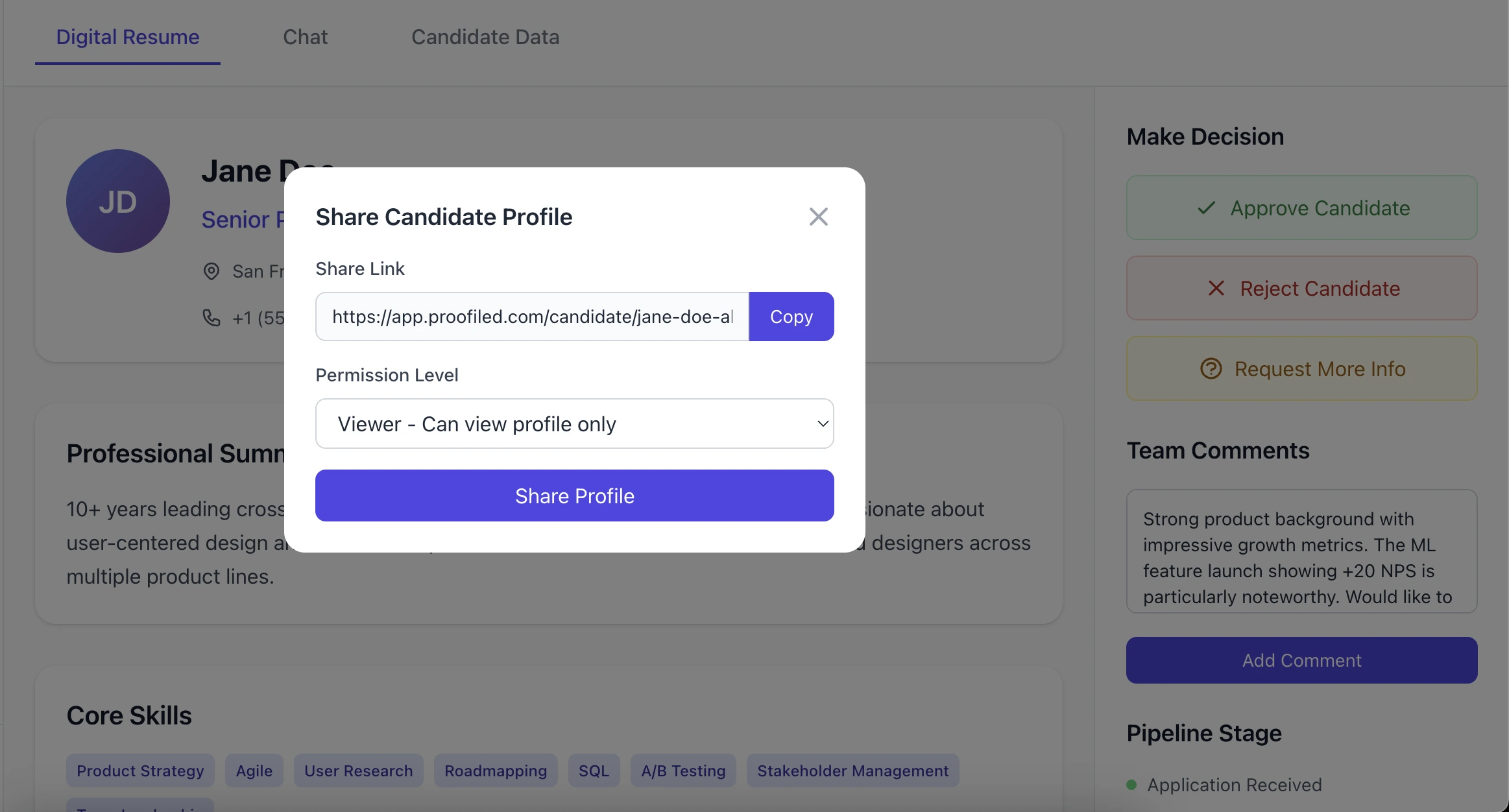 Team collaboration interface