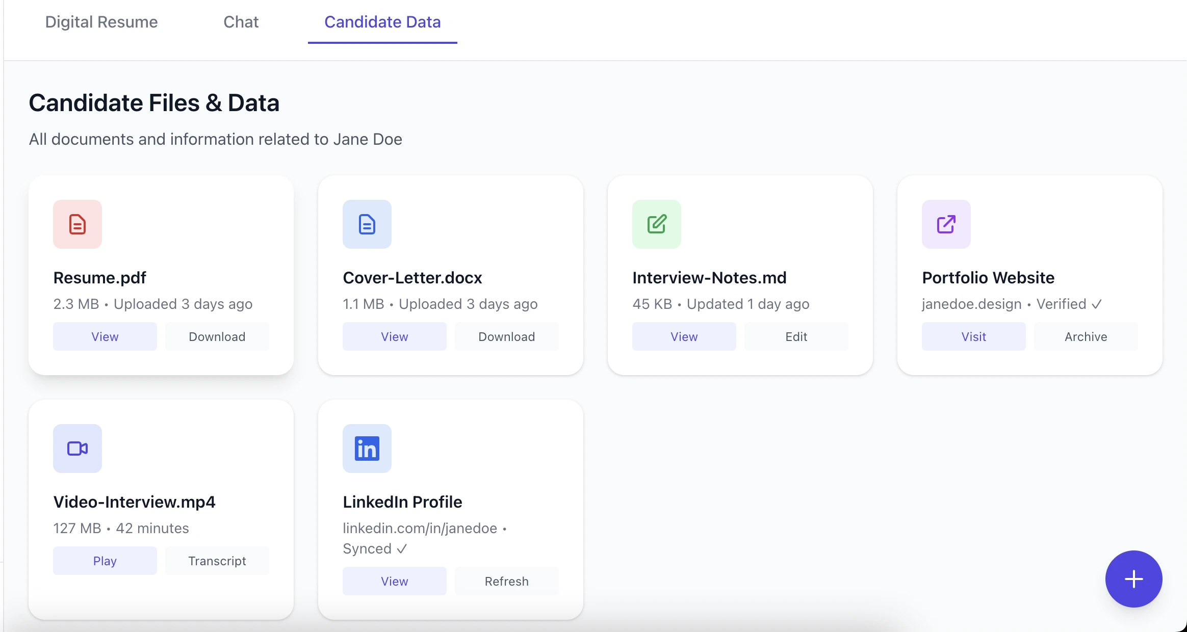 Upload candidate data interface